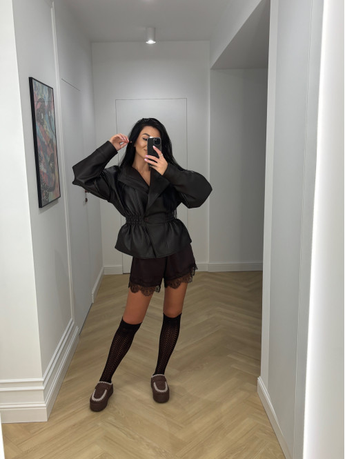 Brązowe podkolanówki ażurowe Oli 150 - photo #9