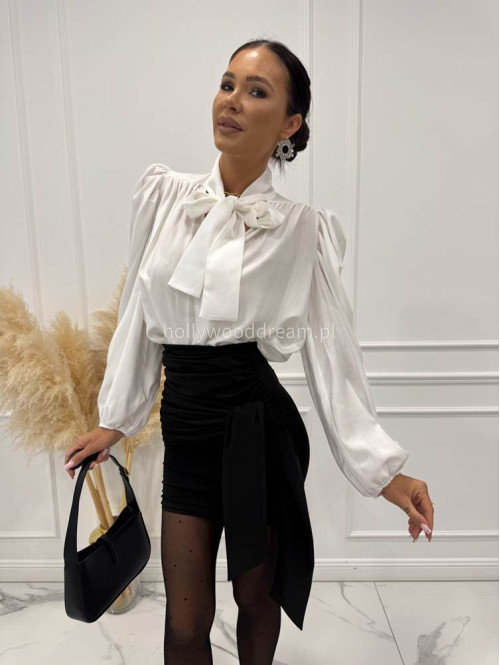 Czarna spódnica mini z wiązaniem Style 173 - photo #6