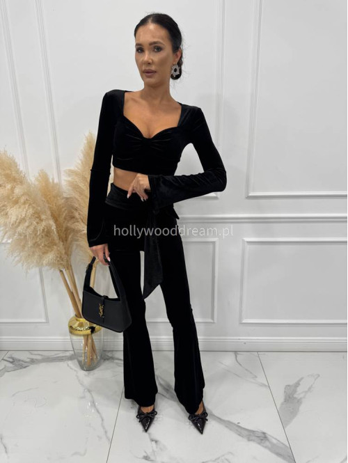 Czarny komplet welurowy Top+ spodnie Zoya 173 - photo #10