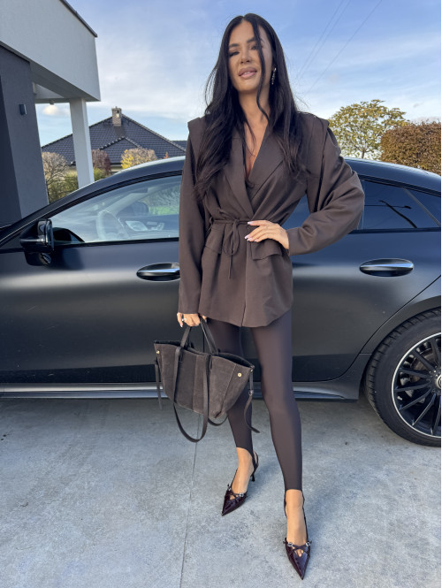 Legginsy z zapiętką czekoladowe Blania 31 - photo #104