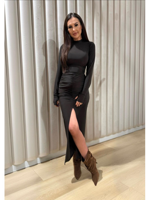 Czekoladowa sukienka maxi dopasowana Euphoria 173 - photo #0