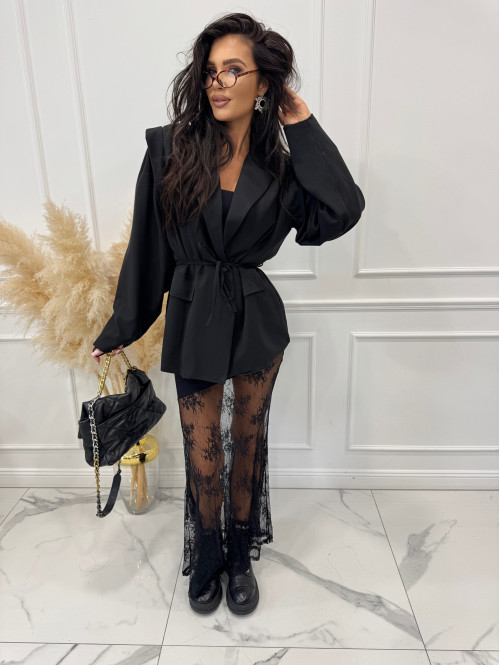 Czarna sukienka z koronkowym dołem bandeau FIONA 19