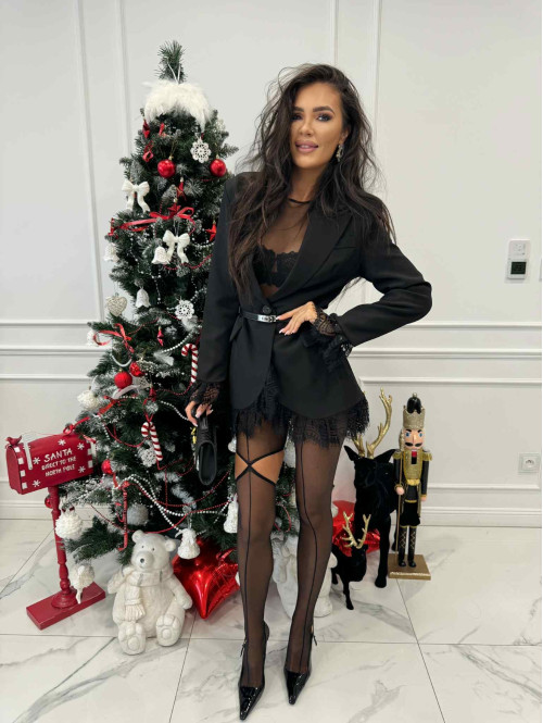 PRE ORDER Czarne rajstopy z wycięciem na nodze SEXY GIRL - photo #1