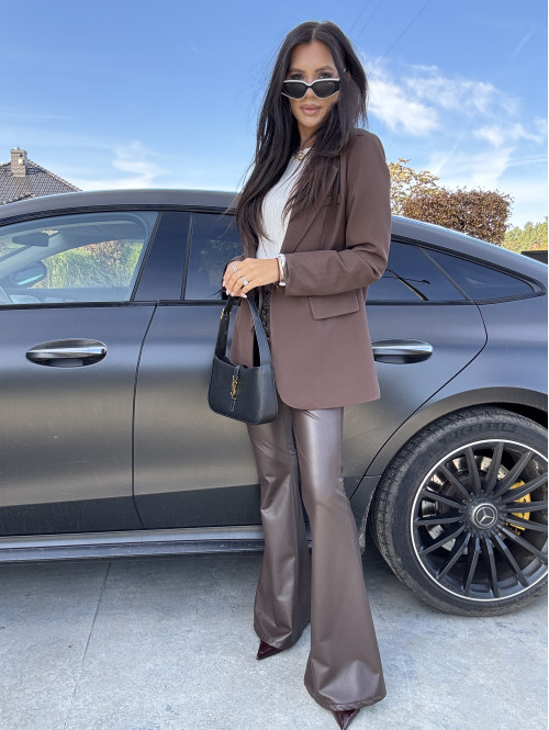 Czekoladowa marynarka zapinana na jeden guzik KORNELIA 19 - photo #47