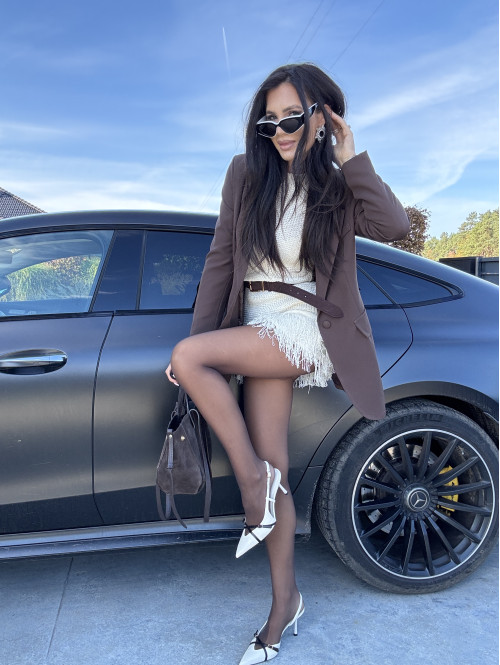 Czekoladowa marynarka zapinana na jeden guzik KORNELIA 19 - photo #49