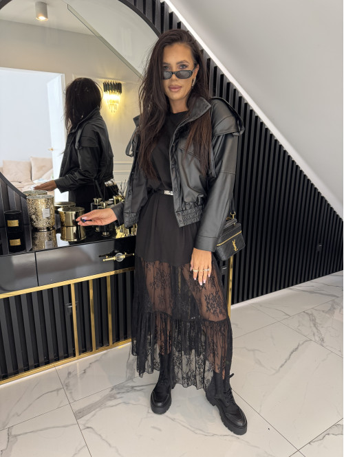 Kurtka bomberka eko-skóra LINSEY czarna 131 - photo #103