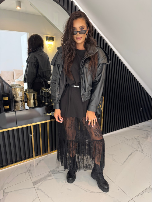 Kurtka bomberka eko-skóra LINSEY czarna 131 - photo #105