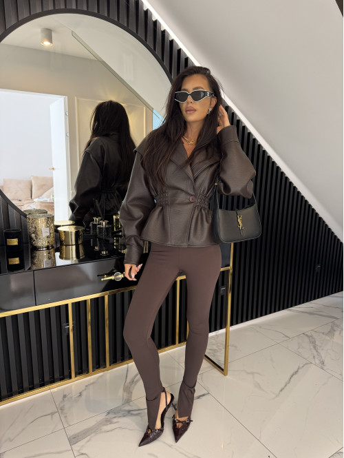 Legginsy na gumce z rozcięciem ARMAS czekoladowe 69 - photo #46