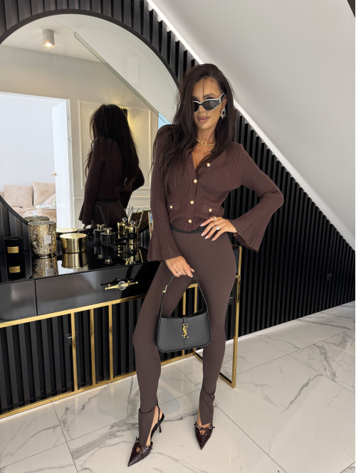 Legginsy na gumce z rozcięciem ARMAS czekoladowe 69 - photo #48