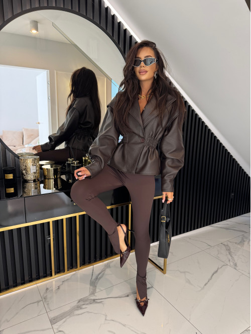 Legginsy na gumce z rozcięciem ARMAS czekoladowe 69 - photo #50