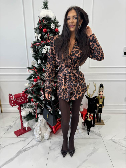 Marynarka z dwoma guzikami Elegra karmelowa w print panterki 25 - photo #29