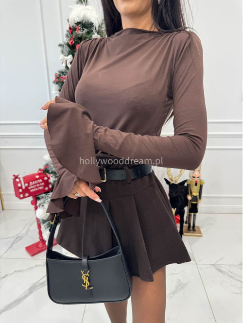 Czekoladowa bluzka z rękawem dzwonek Coco 69