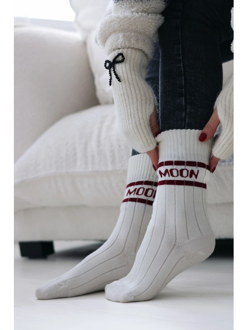 Kremowe Skarpety damskie z wełną Mon 150