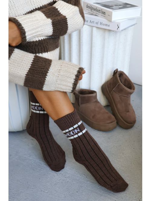Czekoladowe Skarpety damskie z wełną Mon 150 - photo #1