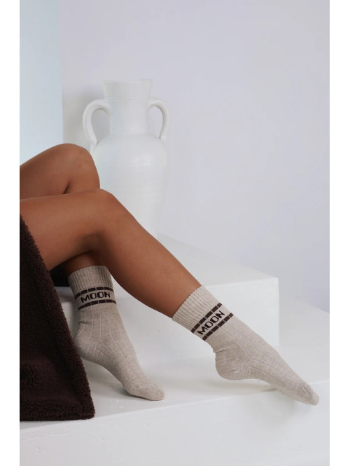 Beżowe Skarpety damskie z wełną Mon 150 - photo #1