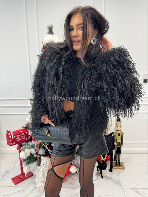 Czarne spodenki z ekoskóry z paskiem PATRIS 19 - photo #8