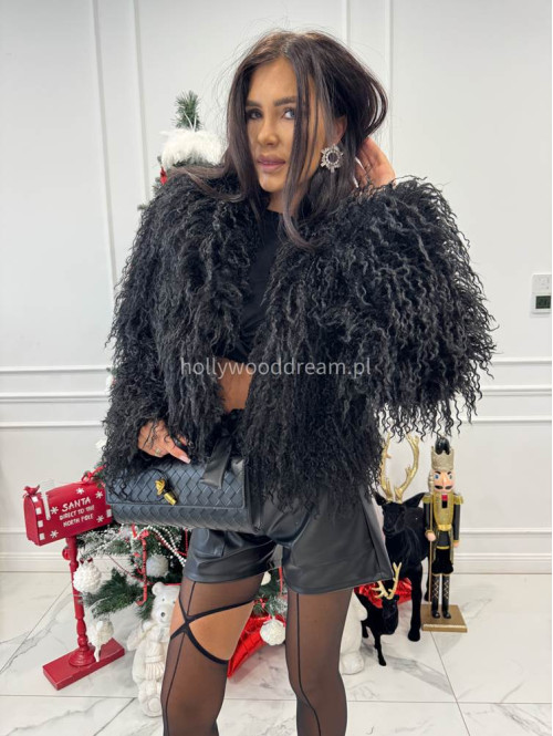 Czarne spodenki z ekoskóry z paskiem PATRIS 19 - photo #9