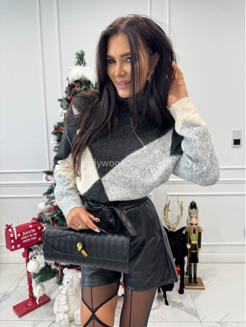 Czarne spodenki z ekoskóry z paskiem PATRIS 19 - photo #43