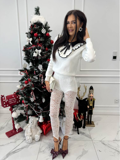 Kremowy sweter z broszką Alvaro 09 - photo #2