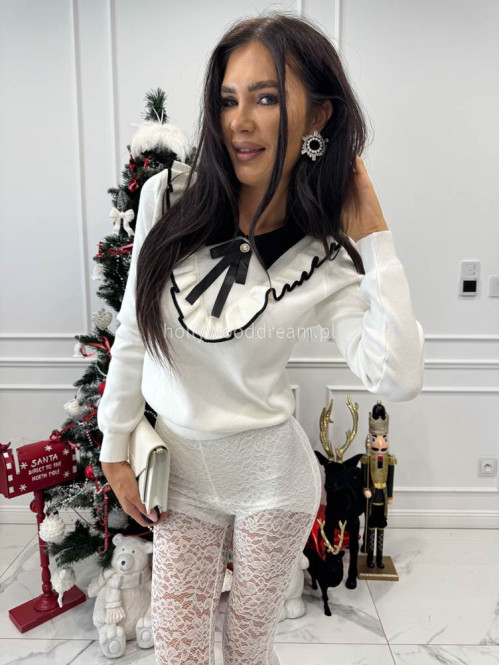 Kremowy sweter z broszką Alvaro 09 - photo #5