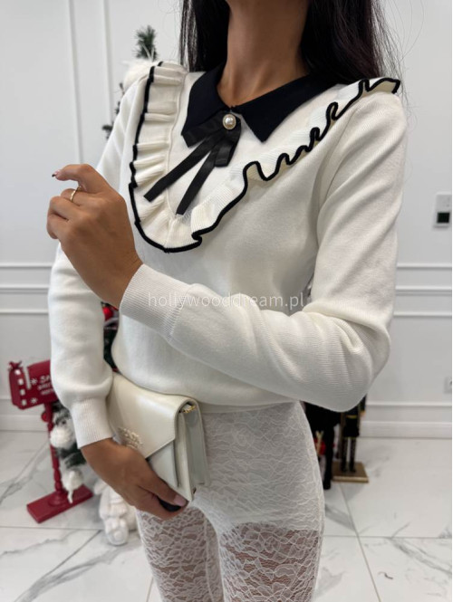 Kremowy sweter z broszką Alvaro 09 - photo #6