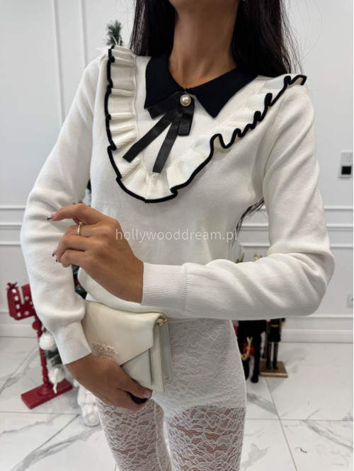 Kremowy sweter z broszką Alvaro 09 - photo #7