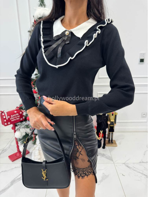 Czarny sweter z broszką Alvaro 09 - photo #1