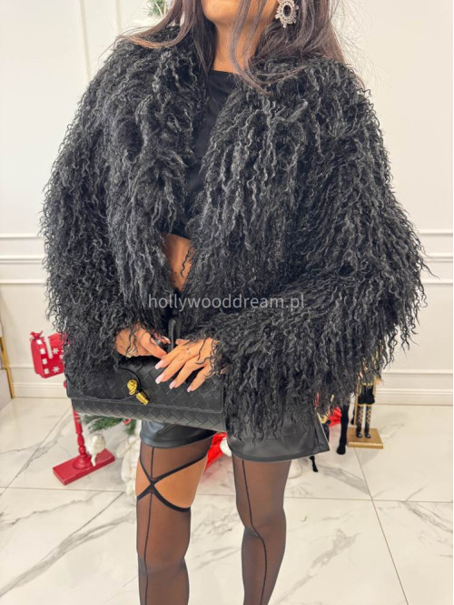 Czarne futerko eko lama karbowane Nela 69 - photo #2