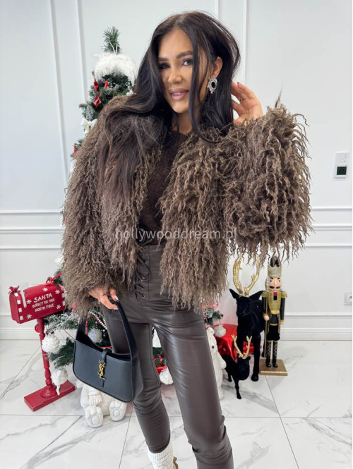 Czekoladowe futerko eko lama karbowane Nela 69 - photo #2