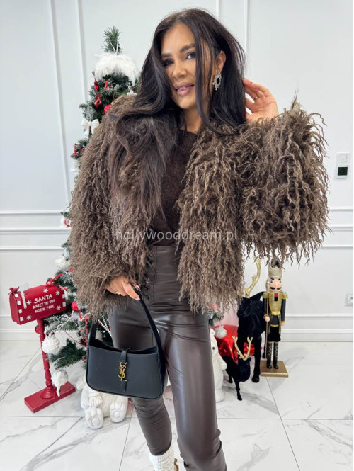 Czekoladowe futerko eko lama karbowane Nela 69 - photo #4