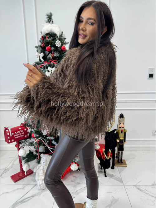 Czekoladowe futerko eko lama karbowane Nela 69 - photo #5