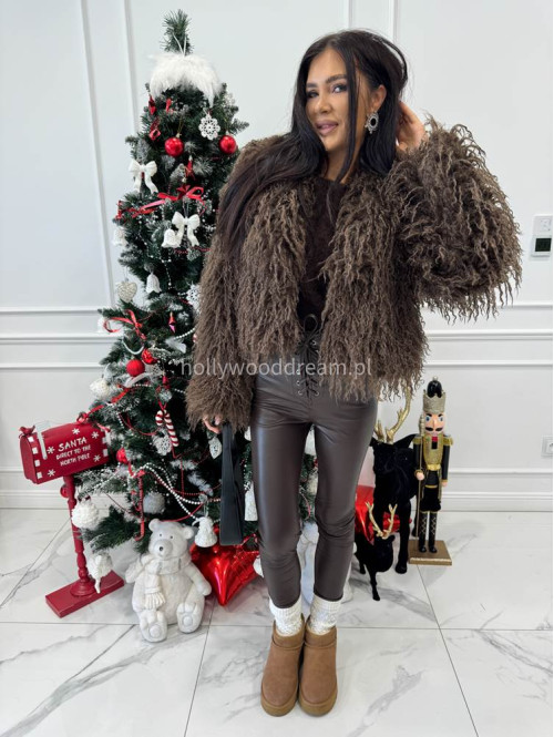 Czekoladowe futerko eko lama karbowane Nela 69 - photo #6