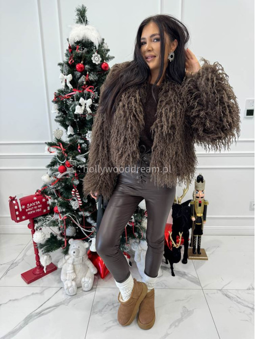 Czekoladowe futerko eko lama karbowane Nela 69 - photo #7