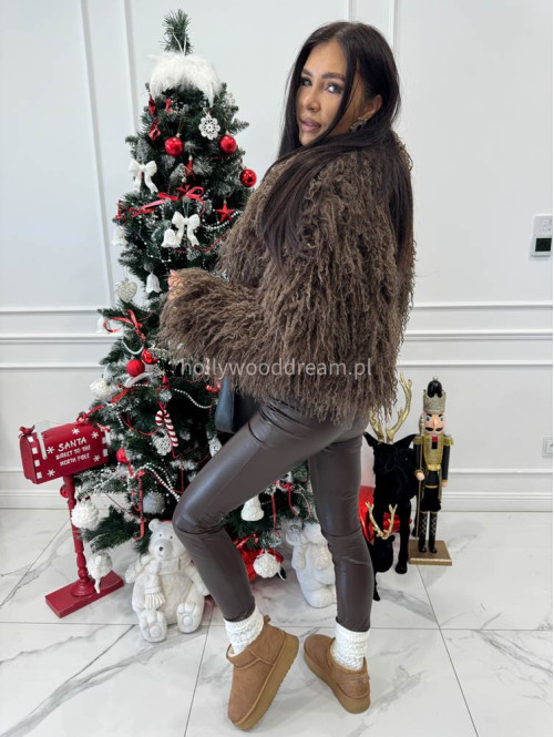 Czekoladowe futerko eko lama karbowane Nela 69 - photo #9