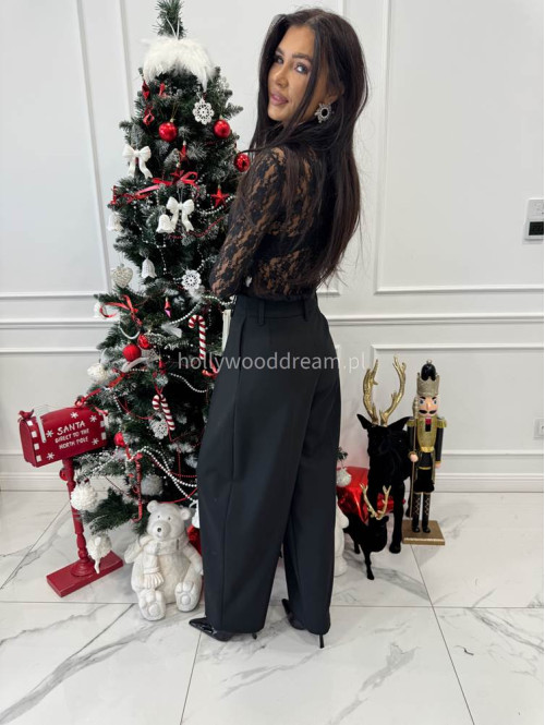 Czarne eleganckie szerokie spodnie Vin 69 - photo #4