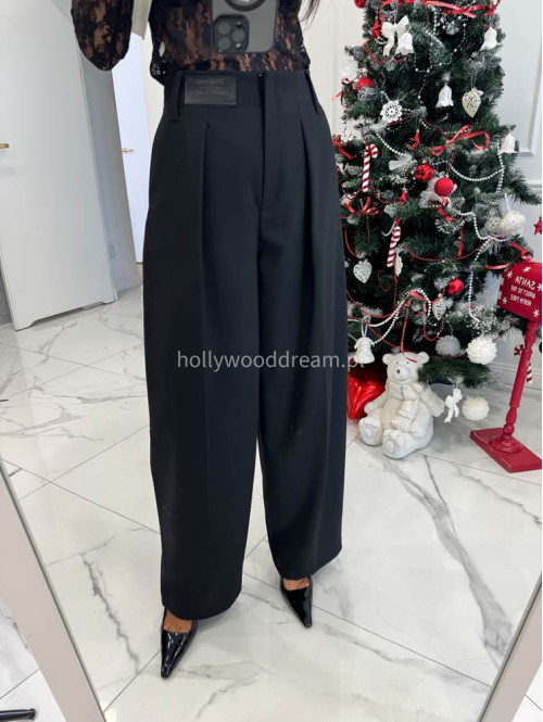 Czarne eleganckie szerokie spodnie Vin 69 - photo #8