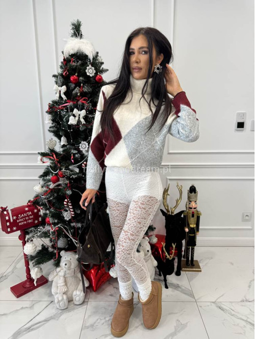 Kremowe legginsy koronkowe z zapiętką Lisa 17 - photo #7