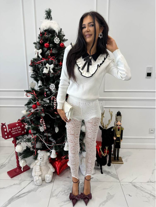 Kremowe legginsy koronkowe z zapiętką Lisa 17 - photo #20