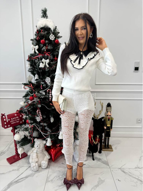 Kremowe legginsy koronkowe z zapiętką Lisa 17 - photo #21