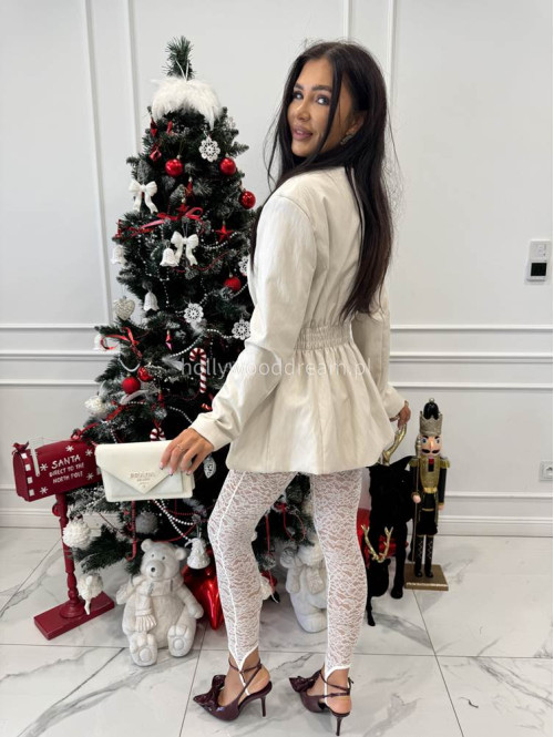 Kremowe legginsy koronkowe z zapiętką Lisa 17 - photo #23