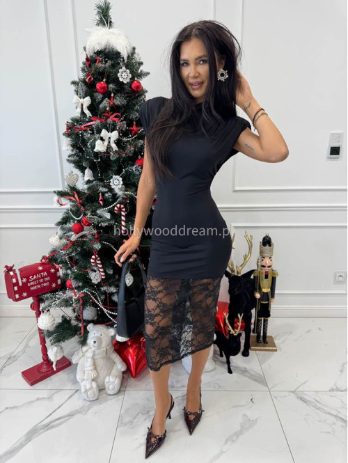 Czarna sukienka maxi bez rękawów wykończona koronką LIZA 19 - photo #6