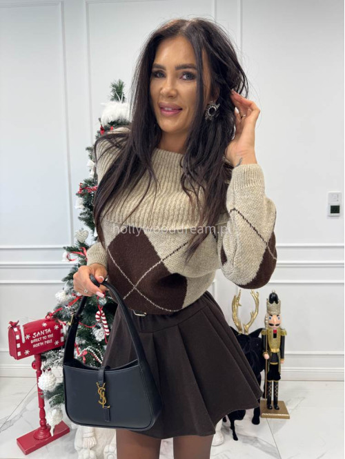 Czekoladowe spódniczko spodenki plisowane z paskiem MIJA 19 - photo #26