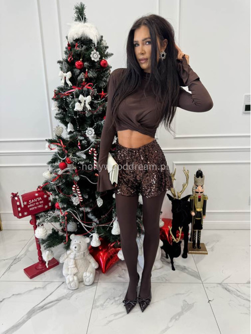 Czekoladowe spodenki cekinowe REWIA 19 - photo #1