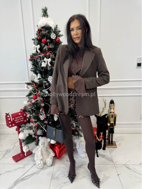 Czekoladowa bluzka crop top z rękawem dzwonek Gabi 69 - photo #10