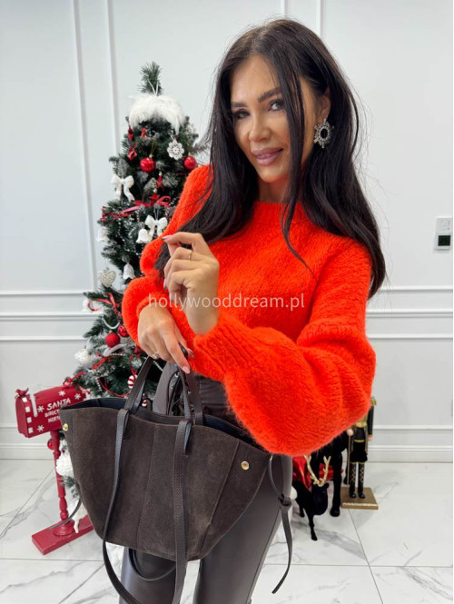 Jaskrawy pomarańczowy sweter oversize KSAWERY 06 - photo #4