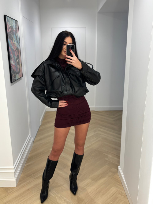 Kurtka bomberka eko-skóra LINSEY czarna 131 - photo #108