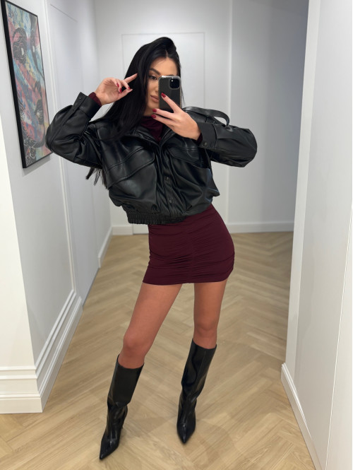 Kurtka bomberka eko-skóra LINSEY czarna 131 - photo #110