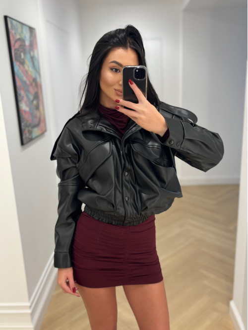 Kurtka bomberka eko-skóra LINSEY czarna 131 - photo #111