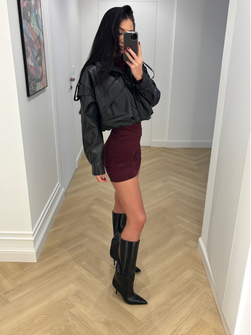 Kurtka bomberka eko-skóra LINSEY czarna 131 - photo #112