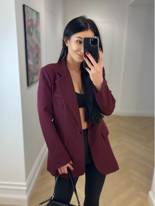 Bordowa marynarka zapinana na jeden guzik KORNELIA 19 - photo #12